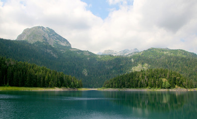 Naklejka na ściany i meble Black Lake, Zablijak, Montenegro. Glacial lake located on the Mount Durmitor within the Durmitor National Park, Montenegro