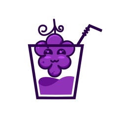 happy grape with juice cartoon design character