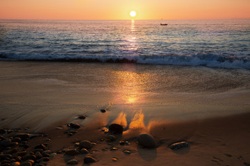 Fototapeta na wymiar Puerto Vallarta beaches, sunsets and scenic ocean views near El Malecon and Golden Bach zone