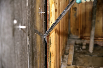 Formwork construction site: shuttering carpenter stripped (removed) to the Form