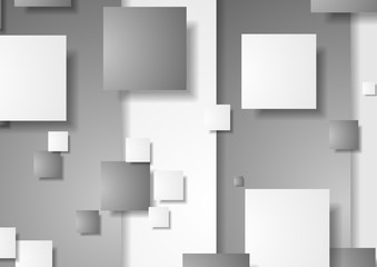 Grey and white squares abstract technical background. Geometric corporate vector design