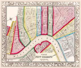 Plan of New Orleans 1863:  I have selected interesting, old 19th and early 20th century graphic images fo