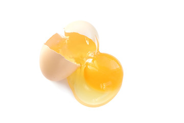 fresh chicken egg broken on white background. Isolated on white background