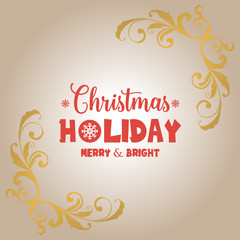 Card christmas holiday, with leaves frame background. Vector