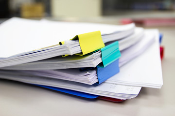 file folder and Stack of business report paper file on the table