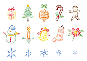 Fototapeta premium クリスマスのイラスト 手描き セット