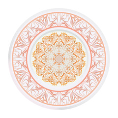 Creative round ornament with mandala. Vector illustration. For kitchen decoration