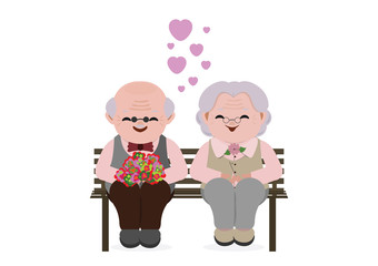 Happy old senior couple in love.