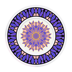 Creative round frame and floral mandala. Vector illustration