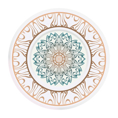matching decorative plates. Decorative mandala ornament for wall design. Vector illustration