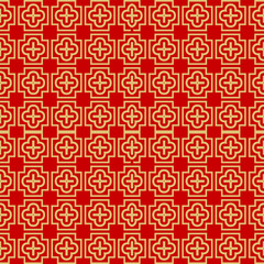 Modern Stylish Geometry Seamless Pattern Art Deco Background. Luxury Texture For Wallpaper, Invitation. Vector Illustration. Red gold color