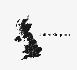 United Kingdom map, states border map. Vector illustration.