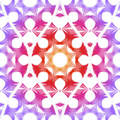 Seamless Line Geometric Floral Pattern. Abstract Geometry Flower. Vector Illustration. Interior Decoration, Wallpaper, Presentation, Fashion Design. Purple gradient color