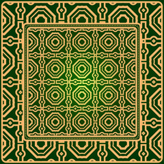 Luxury Fashion Design Print With Geometric Pattern. Vector Illustration. For Modern Interior Design, Fashion Textile Print, Wallpaper. Green gold color