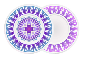 Set of two round ornament with decorative mandala. Vector illustration