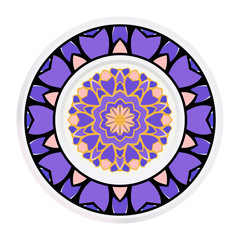 Creative round frame and floral mandala. Vector illustration