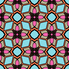 Color decorative seamless pattern with geometric ornamnet. Vector illustration