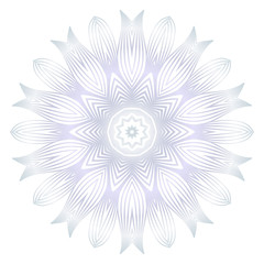 Beautiful Round Flower Mandala. Vector illustration. White gold color. For Design, Greeting Card, Invitation, Coloring Book. Arabic, Indian, Motifs.