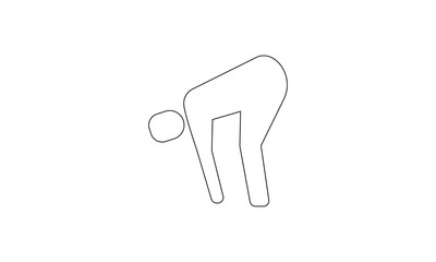 Man bending down icon for sports and fitness concepts