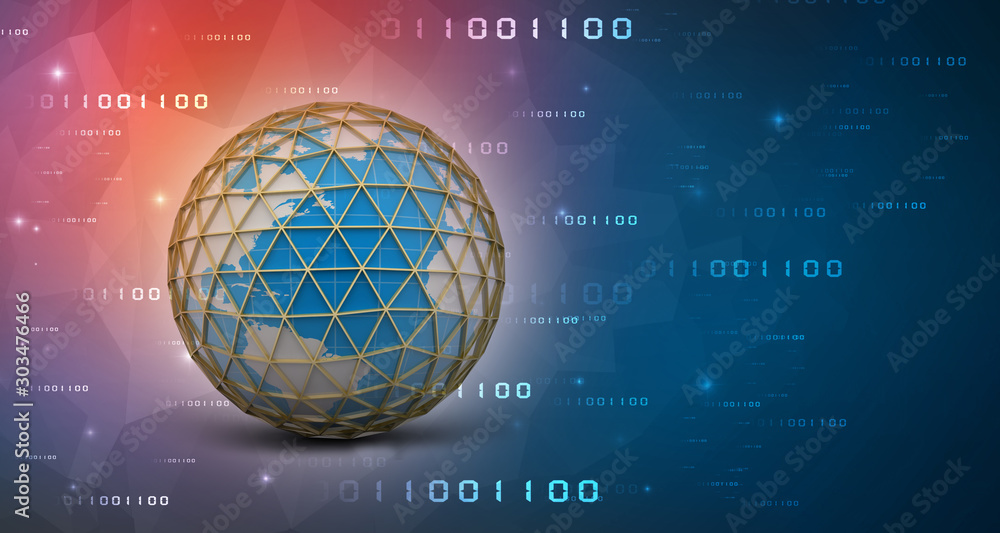 Poster 3d rendering abstract world concept