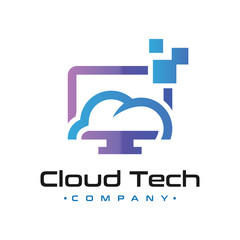 Fototapeta premium computer cloud network logo design