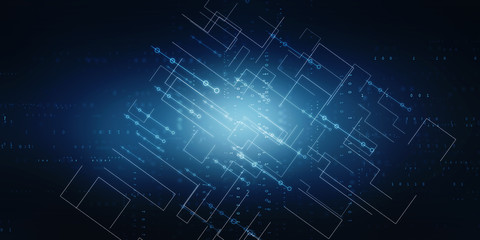 2d illustration Abstract futuristic electronic circuit technology background