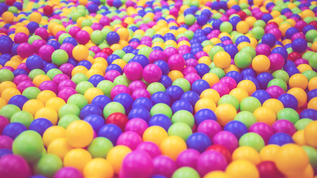 Bright background of plastic balls