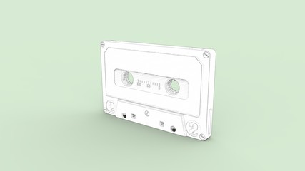 3d rendering of a vintage cassette isolated in studio background