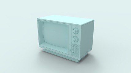 3d rendering of a retro television isolated in a studio background