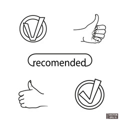 Fototapeta premium Set of recommended line icon with thumb up.
