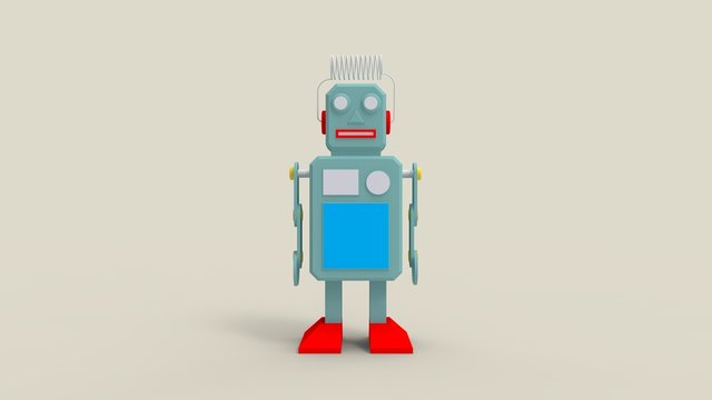 3d rendering of a cute robot isolated in a studio background