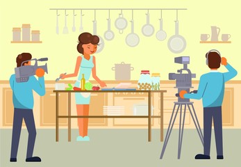 Culinary tv show vector concept for web banner, website page
