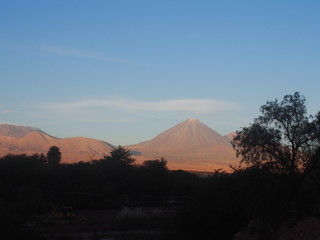Magnificent Volcán Licancabur visible in the distance, "Volcán Licancabur" is located at the southernmost tip of the border with Chile and Bolivia, San Pedro de Atacama, Chile