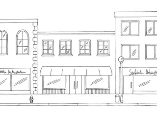 Street road graphic black white city landscape sketch illustration vector