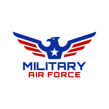 strong military Eagle wing logo design 