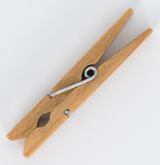 Wooden clothespin used to hang clothes