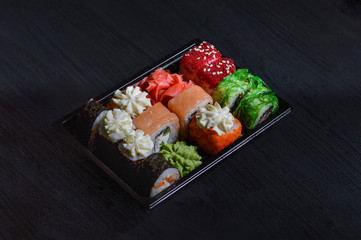 Juicy sushi from fresh products is delicious