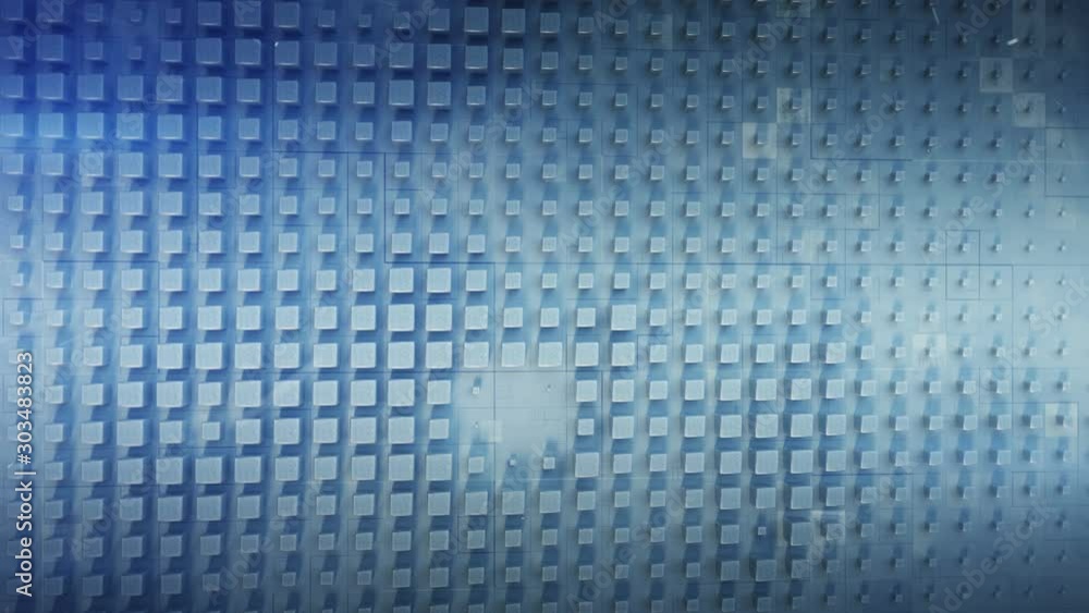 Aufkleber blue metallic cubes with grunge texture. abstract technology concept. seamless loop 3d render animat