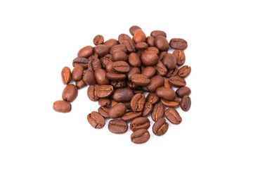 Coffee beans isolated on a white background area for copy space.