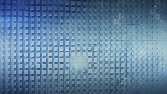 Blue metallic cubes with grunge texture. Abstract technology concept. Seamless loop 3D render animation 4k UHD 3840x2160