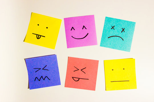 Naklejki set of funny colored stickers with different emotions