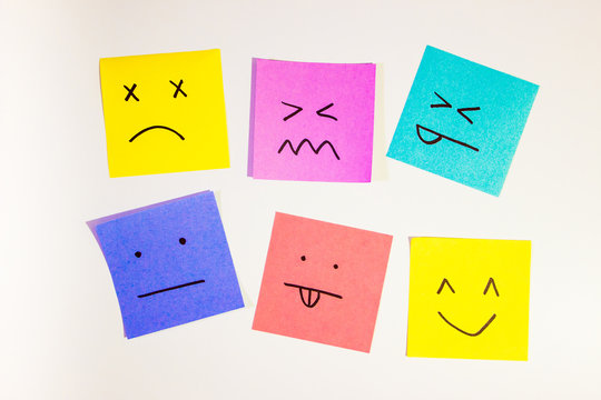 Naklejki set of funny colored stickers with different emotions
