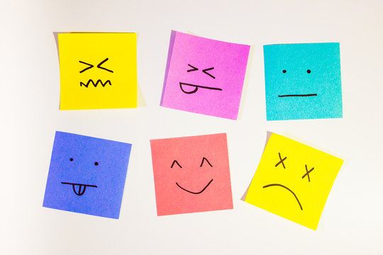 Naklejki set of funny colored stickers with different emotions