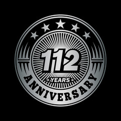 112 years anniversary celebration logo design. Vector and illustration.