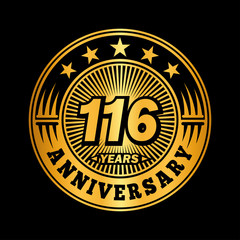 Fototapeta premium 116 years anniversary celebration logo design. Vector and illustration.