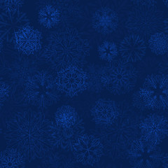 Fototapeta na wymiar dark blue winter repetitive background with snowflakes. vector seamless pattern. fabric swatch textile paint. wrapping paper. continuous print. design element for greeting card banner invitation flyer