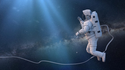 Obraz na płótnie Canvas astronaut performing a spacewalk in empty space