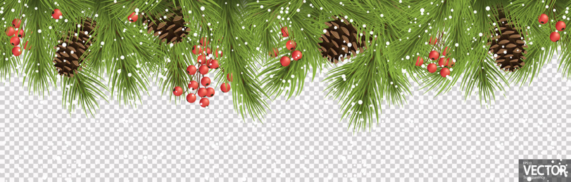 seamless christmas banner concept with fir branches and cones