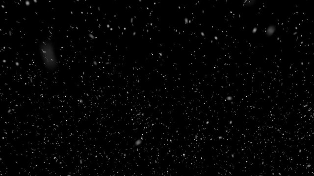 Realistic snowing background animation on black screen