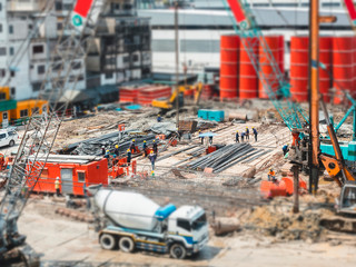Fototapeta na wymiar Construction site Building area with Industrial equipment Engineering